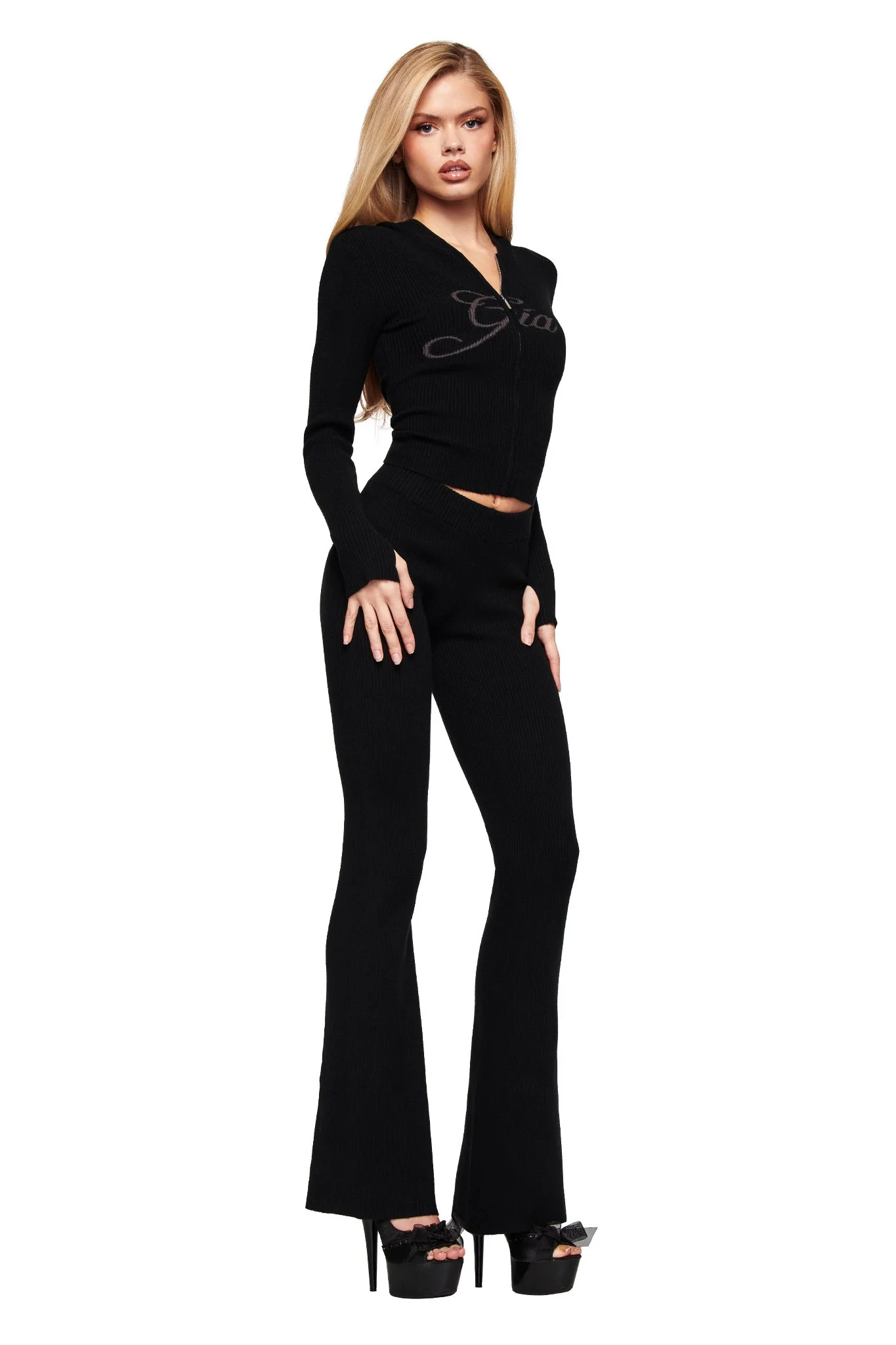 BLARE KNIT TRACKPANT - BLACK